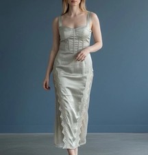 NWT PrettyLittleThing Light Green Satin Dress Size 12