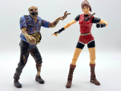 Resident Evil 2 Claire Redfield & Zombie Cop Figuren 1998 Toy Biz