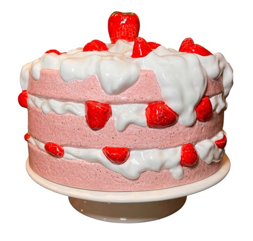 Strawberry Shortcake Pedestal Footed Cake Stand Vintage Ceramic - 2 Small Chips