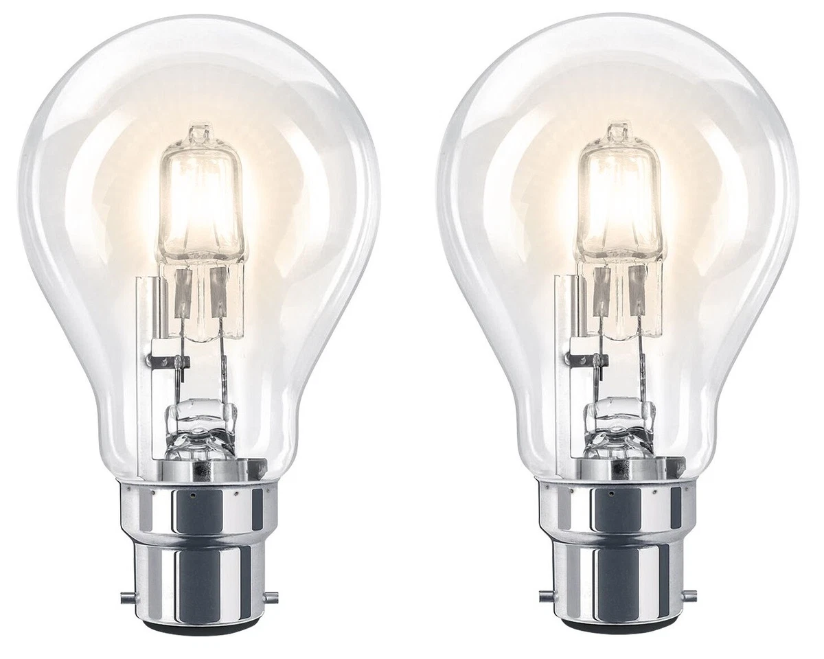 2 x Eco classic Halogen GLS Energy Saving Light Bulbs BC B22 28W Dimmable