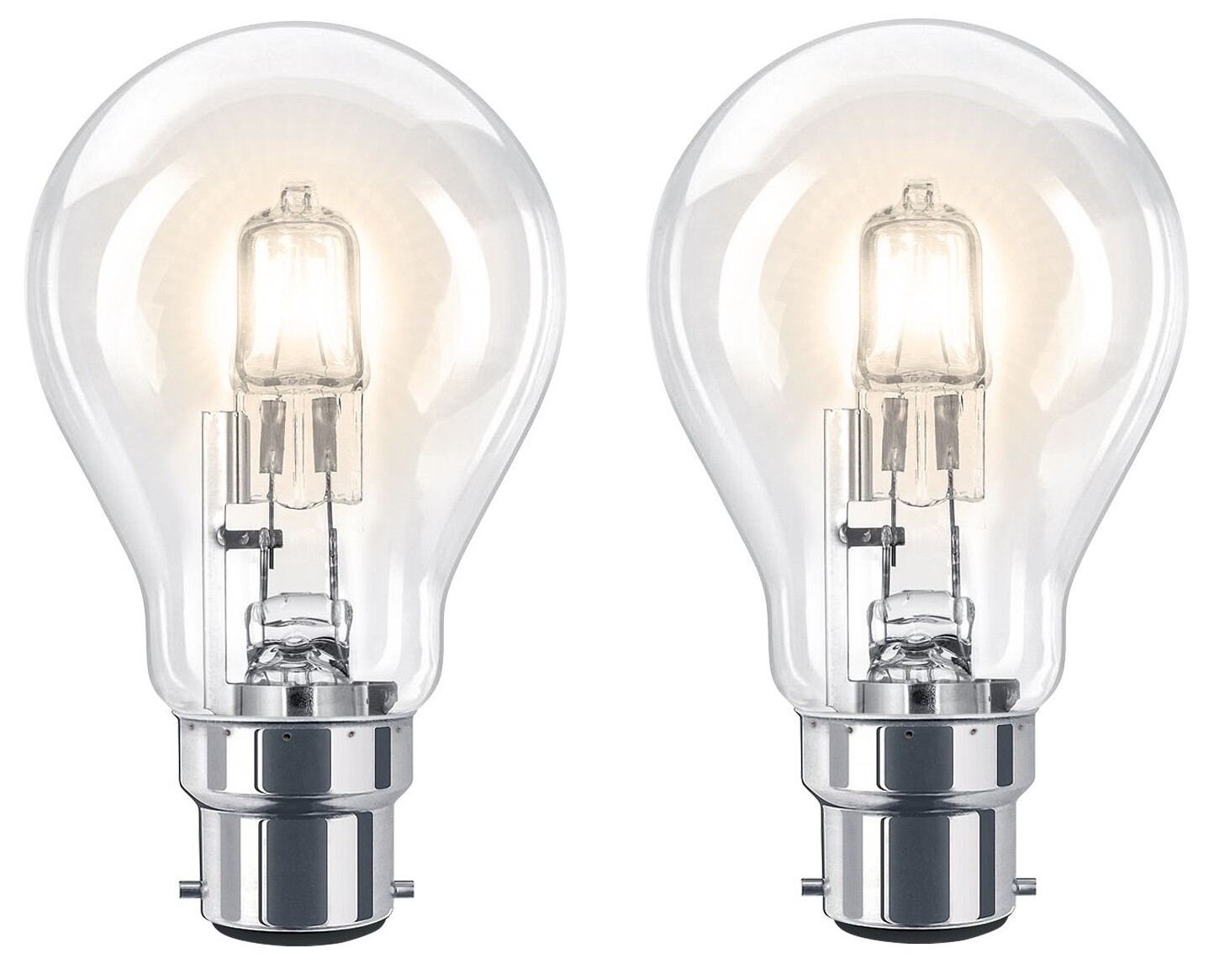 2 x Eco classic Halogen GLS Energy Saving Light  Bulbs BC B22  28W Dimmable