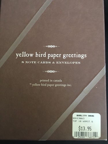 Yellow Bird Paper Greetings 8 Blank Christmas Note Cards and Envelopes NEW - Picture 2 of 2