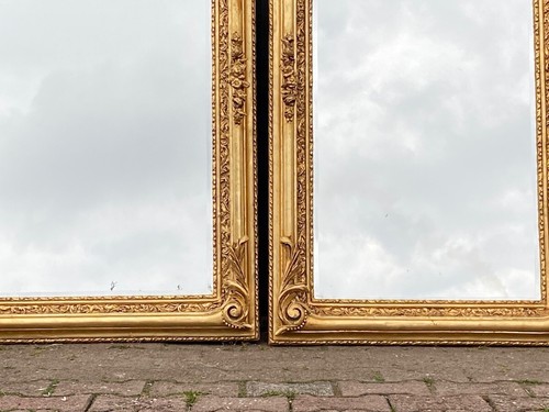 Mirrors Elegant French Louis XVI Gold Leaf Full-Length Vintage Pair - Picture 5 of 23
