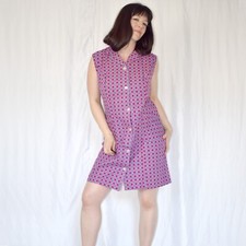 Robe Mini Carreaux Violet M (42) Robe Vintage Retro D'été