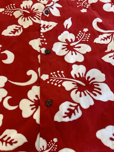 Alii Fashion Hawaiian Camp Shirt Child 8 Too Red Camp Cotton Blue Floral NWOT - Picture 3 of 7