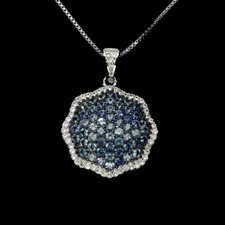 Summer 925 Silver Necklace Round Blue Sapphire Topaz Gemstone Jewelry
