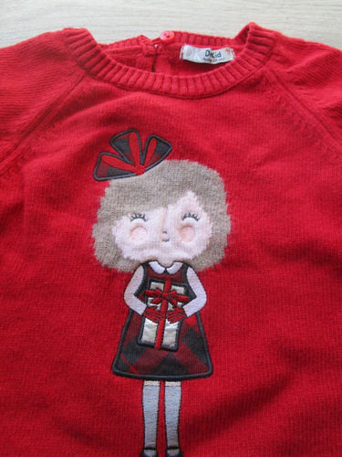 ❤ Dr Kid red applique sweater 4 4T cotton wool long sleeves bow holidays - Picture 19 of 23