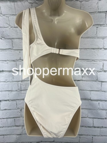 Women's One Shoulder Bow Cut Out One Piece Swimsuit- Shade & Shore, Off-White, M - Picture 5 of 12