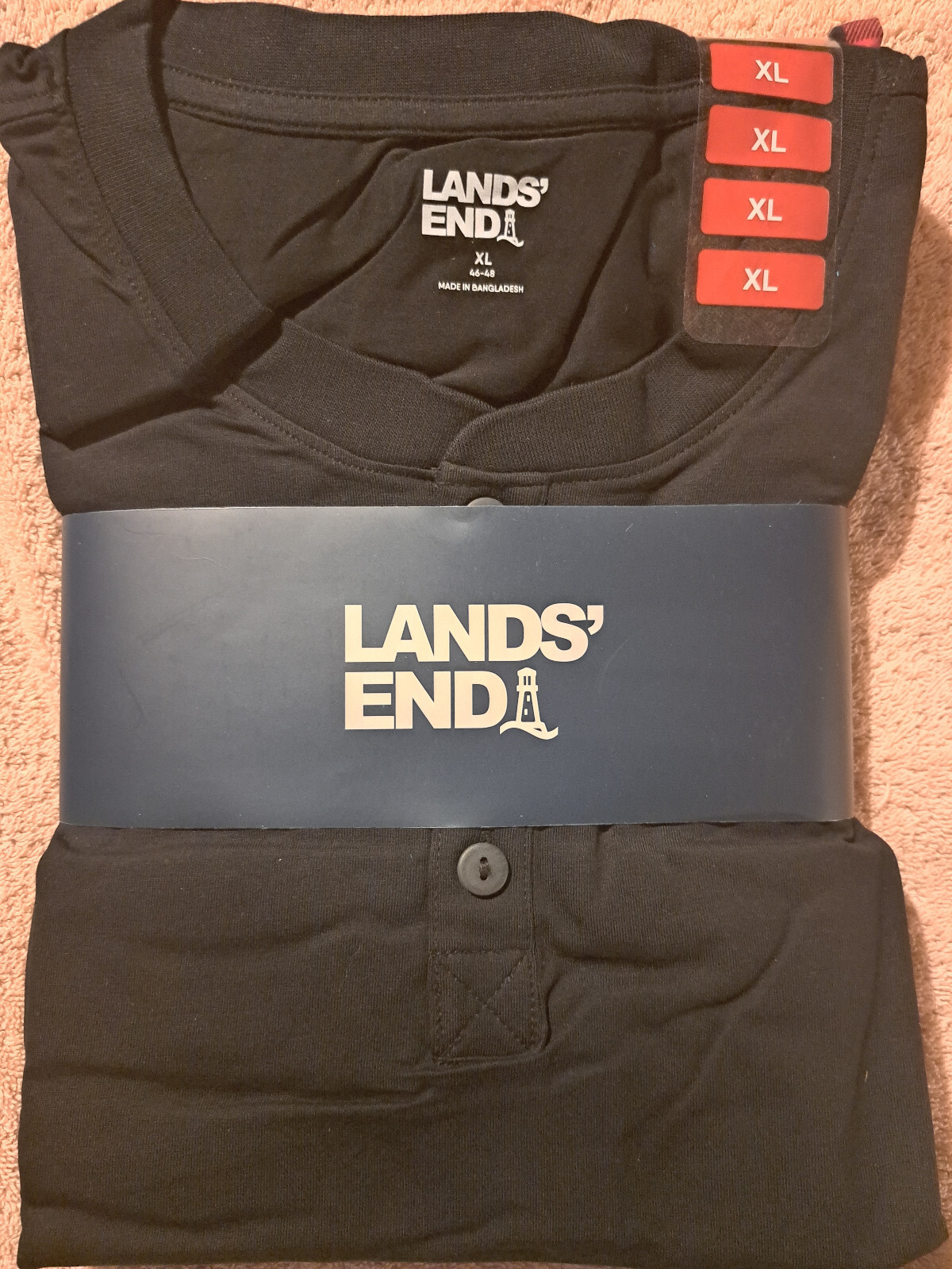 Land's End Men's Lounge Set Size S Rich Red/Black Buffalo Check