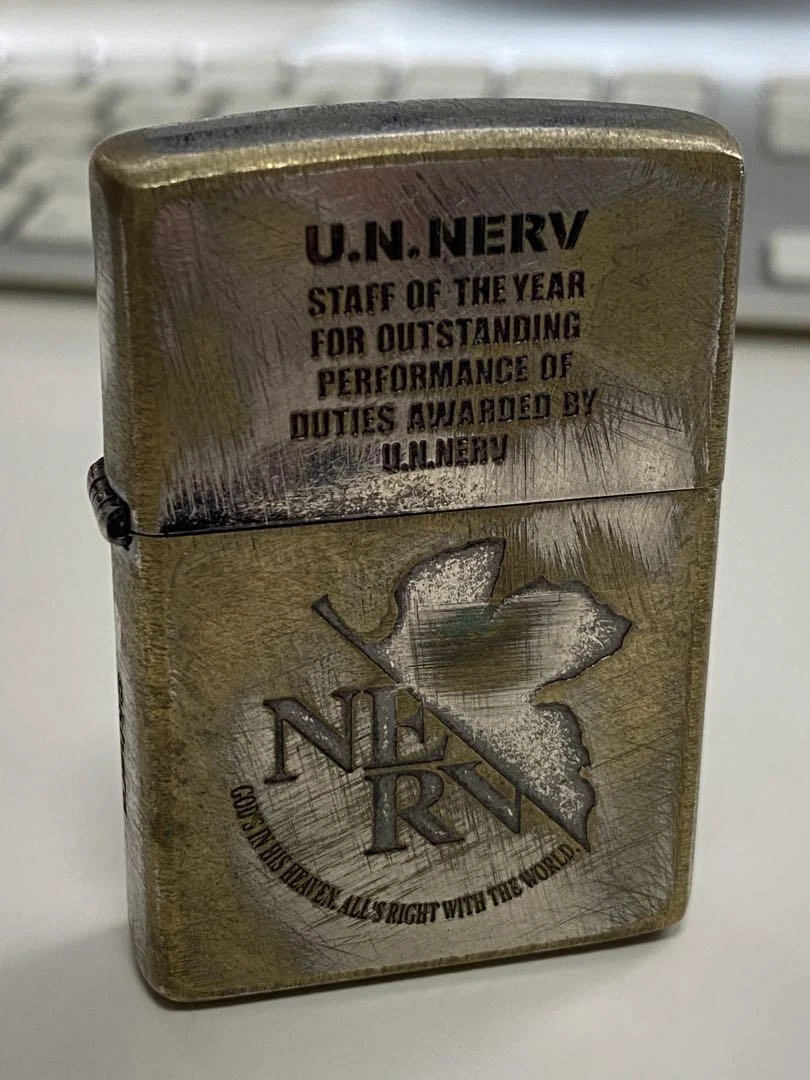 ;Zippo Writer Nerv Evangelion Exclusive Used Processing Military