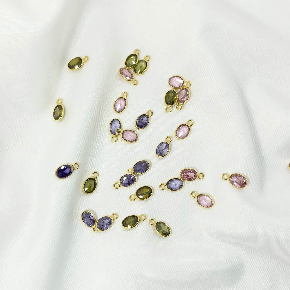 6 件装边框连接器宝石发现,5X7 毫米立方氧化锆单扣吊饰 — 第 2/4 张图片