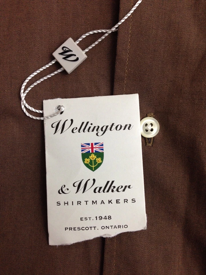 CAMISA SOCIAL MASCULINA WELLINGTON & WALKER FLIP CUFF 15 32/33 NOVA COM ETIQUETAS US$ 55 MSRP MANGA LONGA - Imagem 3 de 4