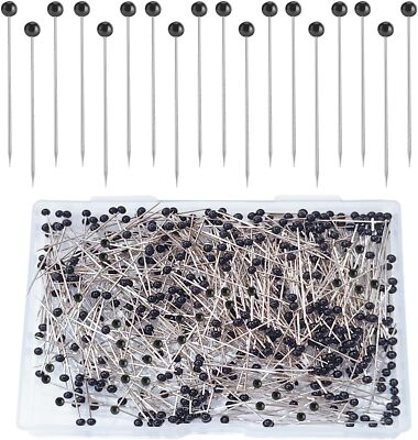Sunenlyst Sewing Pins, 500 Pcs Straight Pins Ball Glass Head with Black 
