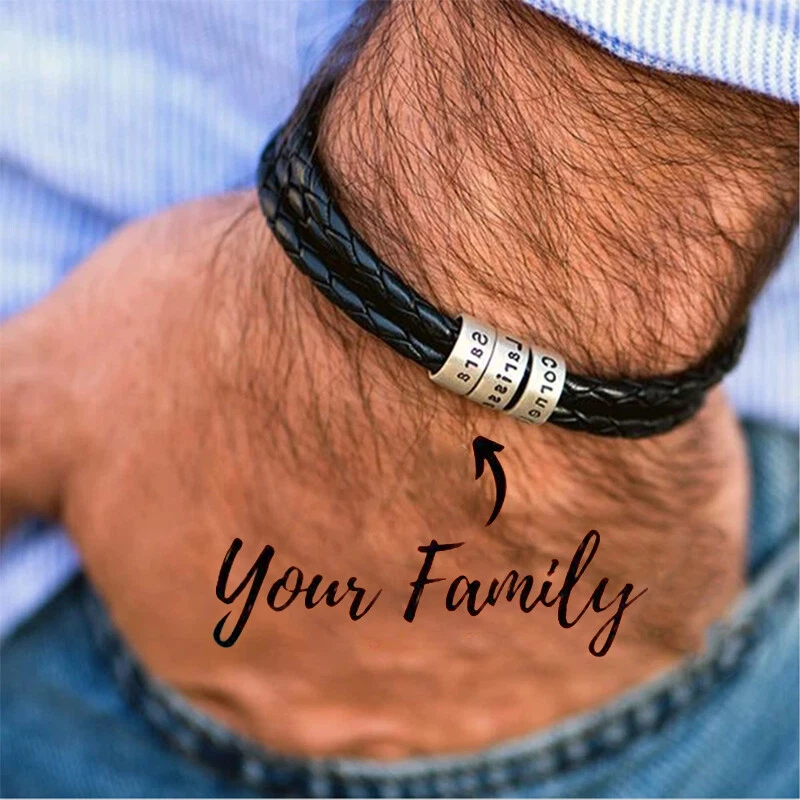 Mens leather hotsell bracelet ebay