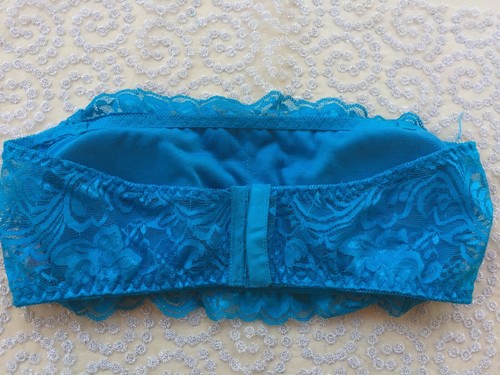 ROUning Bra size it 3b us 34b eu 75b blue padded wireless strapless Lace - Picture 4 of 5
