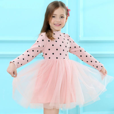 pink long sleeve birthday dress Spring Children Birthday Princess Dress Girls Party Dress