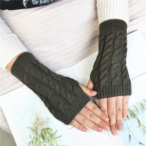 1Pair Fingerless Arm Warm Winter Knitted Gloves Hand Long Warmer Mitten Unisex ↷ - Picture 16 of 20