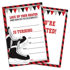 Hockey Fill-In Birthday Invites4"x6" Skates Birthday Invitations with Envelop...