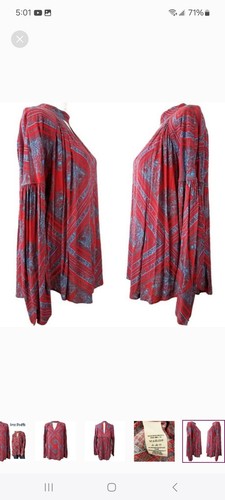 Free People Walking On A Dream Boho Long Sleeve Keyhole Neckline Tunic Top XS - Picture 5 of 5