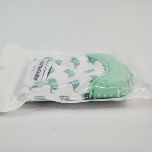 2 Silicone Baby Teething Mitten Teething Glove Candy Wrapper Sound Teether Green - Picture 3 of 5