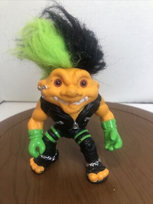 1992 The Original Battle Trolls PUNK TROLL Hasbro Green Black Hair