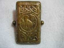 Antique Tiffany Studios #1080 Gold Bronze Zodiac Hyena Paper Clip Holder 3.75