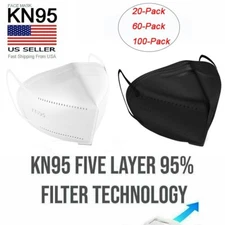 20/50/100 PCS KN95 Protective 5-Layer Disposable Mask Adult Respirator US Stock