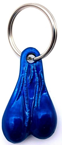 BRASS BALLS KEY CHAIN BIKER TRUCKER BULL BALLS KEYCHAIN RING FUNNY USA MADE - Picture 5 of 18