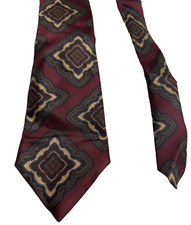 Hanover Pure Silk Tie Geometric in design Vintage Burgundy as Primary color