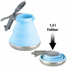 Faltbarer Silikon-Camping-Wasserkessel mit Edelstahlboden, 1,5 Liter