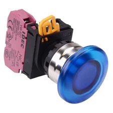 IDEC Blue 22mm Metal Bezel Mushroom Momentary Push Button Switch NC IP65