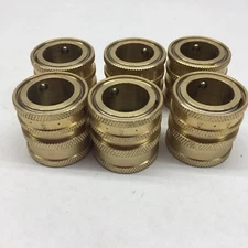 LOT OF 6 UNBRANDED 3/4"  BRASS FEMALE QUICK HOSE CONNECTOR 