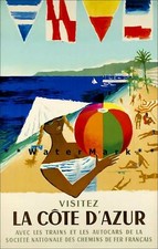 290552 La Costa Azzurra 1957 Francia Turismo Viaggio Mare Spiaggia POSTER STAMPA