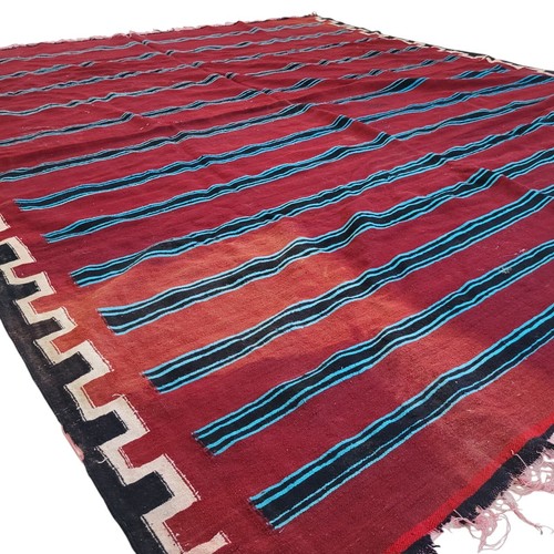 Vintage Moroccan Azilal Old Kilim Rug Geometric Area Rug Wool Handmade Berber - Picture 7 of 24