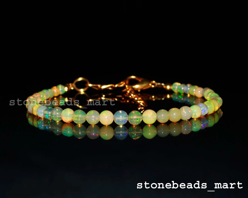 Натуральный высшего качества 4-5 мм эфиопский огненный опал гладкий изящный мяч браслет 7» - Изображение 3 из 4