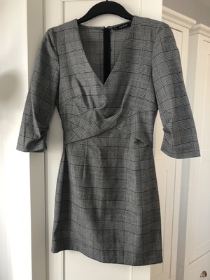 zara checked shift dress