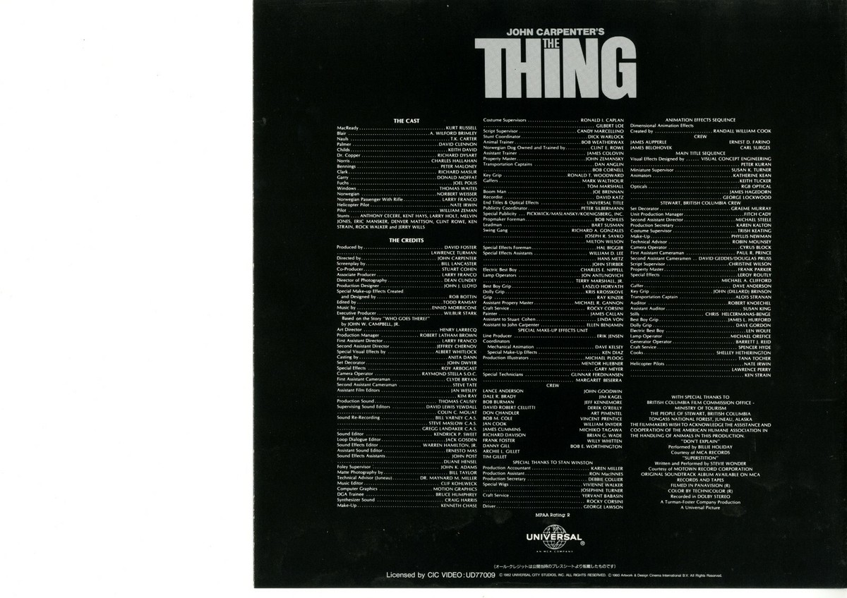 THE THING - JOHN CARPENTER Japanese original Vintage LASER DISC | eBay