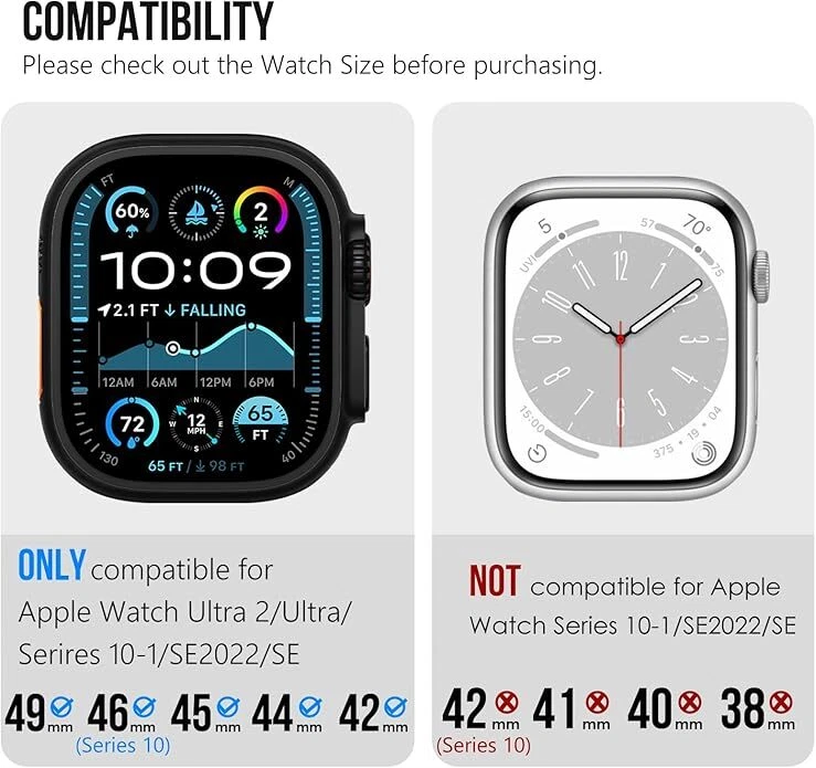 Estuche resistente de metal + correa de silicona para Apple Watch Ultra 3 49 mm 11 10 9 8 7 6 5 SE Foto 2 de 4