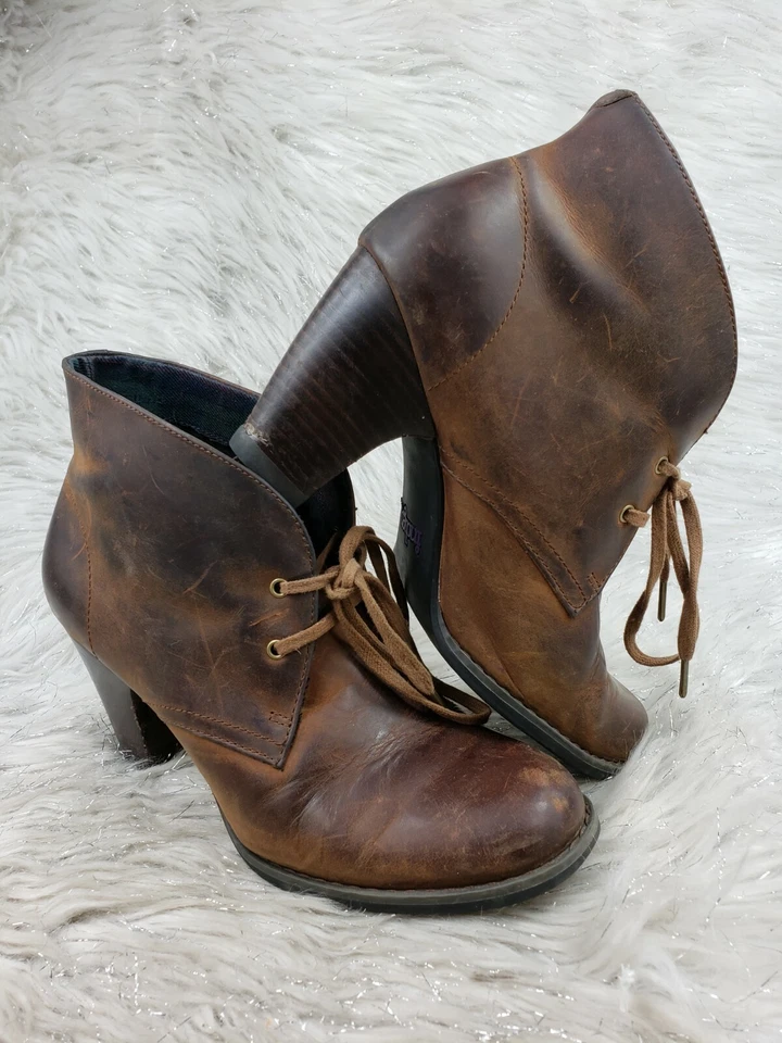 INDIGO by Clarks 33007 Brown Leather Heels Ankle Booties Size 7 M - Image 2 of 4