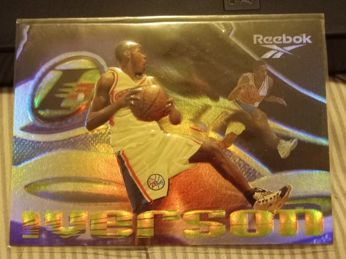 1997-98 Skybox Premium REEBOK PROMO ARGENTO NNO Allen Iverson Philadelphia 76ers - Foto 3 di 3