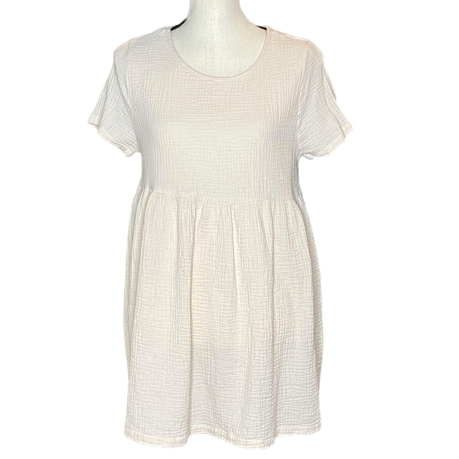 Hyfve Womens Cotton Gauze Baby Doll Shirt Dress Tunic Top Lagen Blouse Size Medium