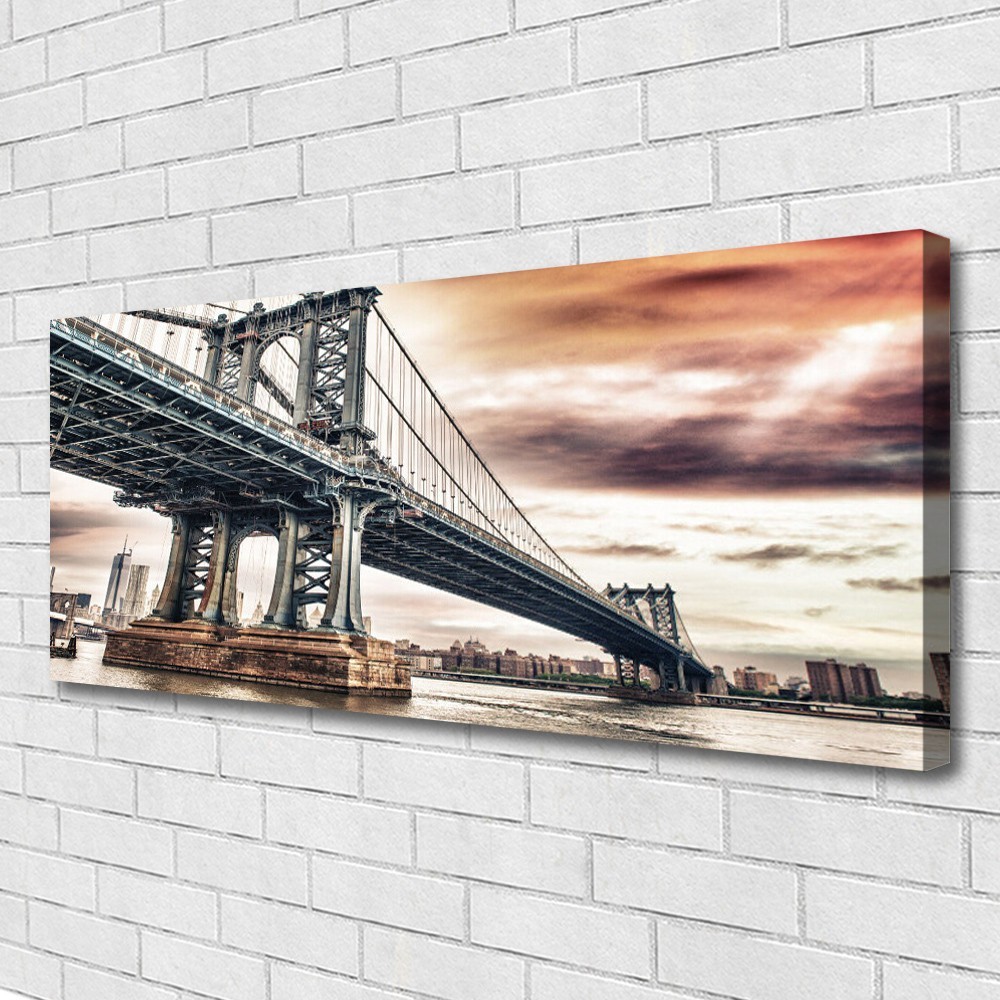 Tableau architecture pont 125x50 cm impression sur toile panoramique modern