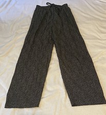 Vintage blue Pants Women rayon elastic with drawstrings High Rise