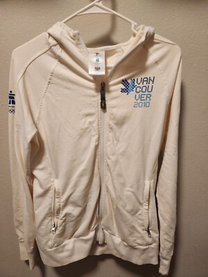 2010 Winter Olympics Hudson's Bay Zip Up Jacket Hoodie Cream Women Small EUC 