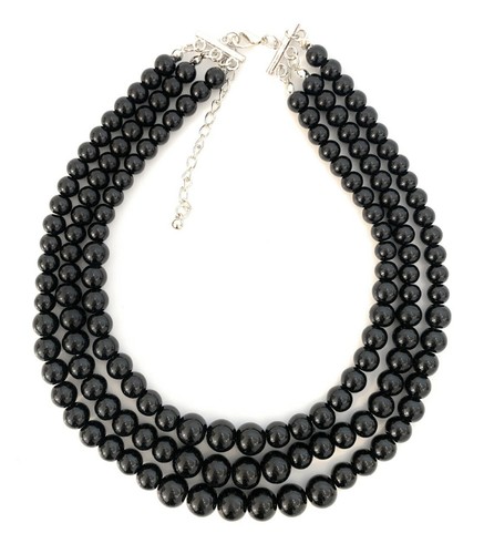 Collana donna finta perle 3 strati multifilo Gatsby dichiarazione bavaglino vintage UK - Foto 4 di 17