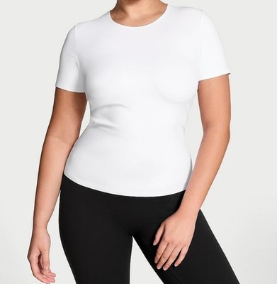 Victorias Secret VSX Womens Size XL White Short Sleeve Elevate Tee NWT *Flaw