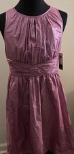 NWT SHIMMER Adrianna papell Frosted Berry Taffeta dress Rouche Tie Waist Sz 14
