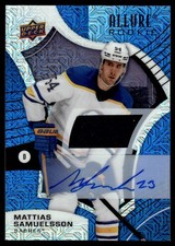 2021-22 Upper Deck Allure Jersey Auto Blue Line RC Mattias Samuelsson Rookie