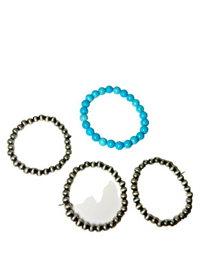 Southwest Desert Pearl & Turquoise Bead Bracelet Stack - 4 bracelets