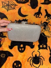 Silver Prom Clutch with Glitter